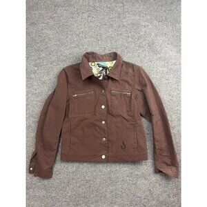 ISIS Jacket Womens 6 Brown Nylon Button Front Zip Pockets Lined Casual Outdoor